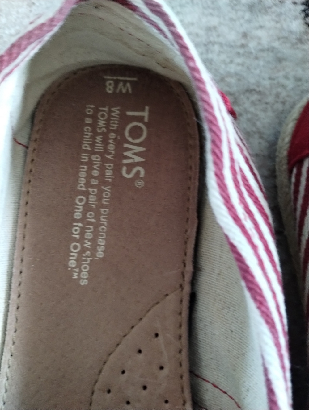 TOMS Red Canvas Espadrille Slip-Ons 8 - Picture 5 of 6